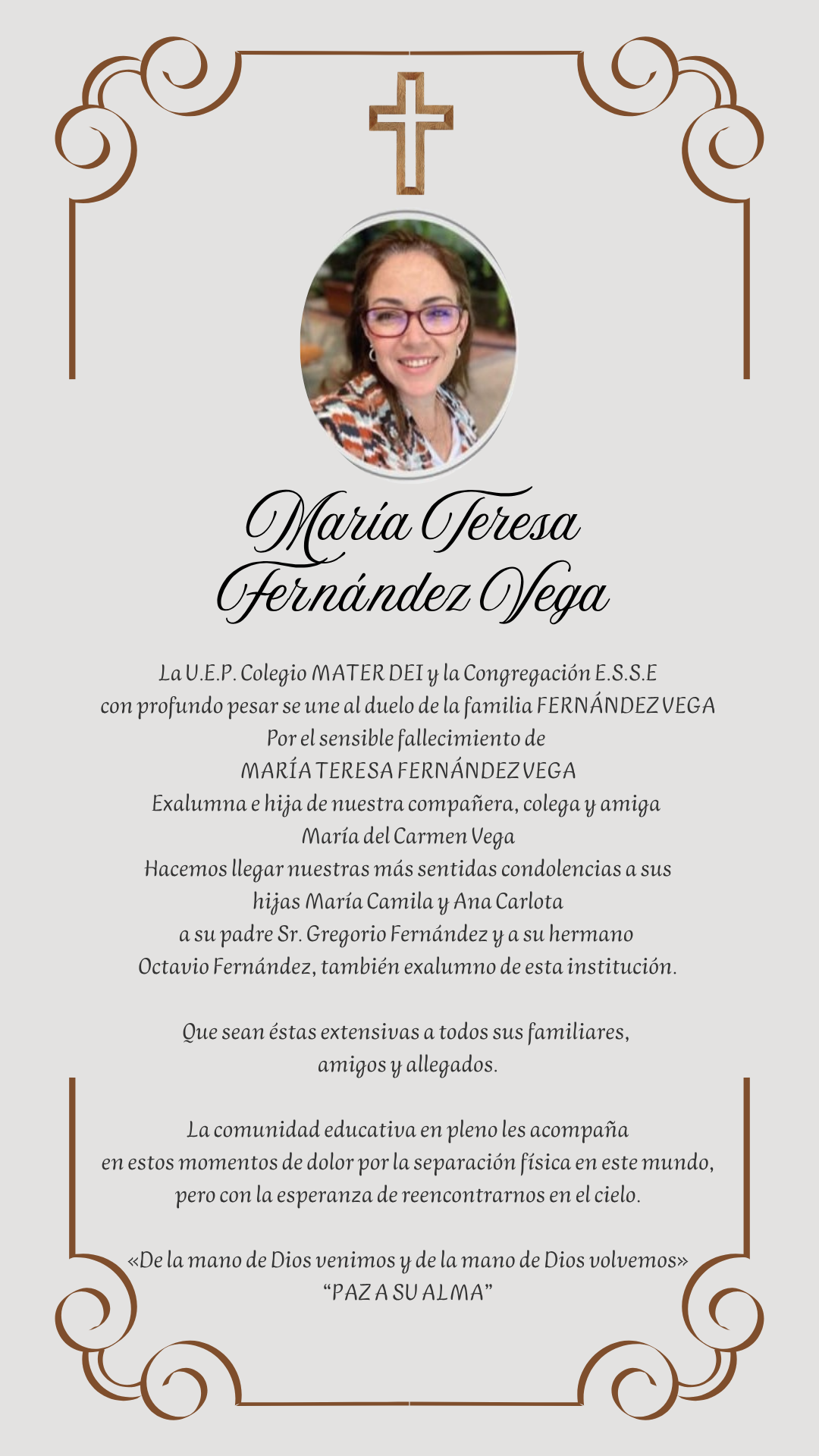 Obituario en Memoria de «MARÍA TERESA FERNÁNDEZ VEGA»